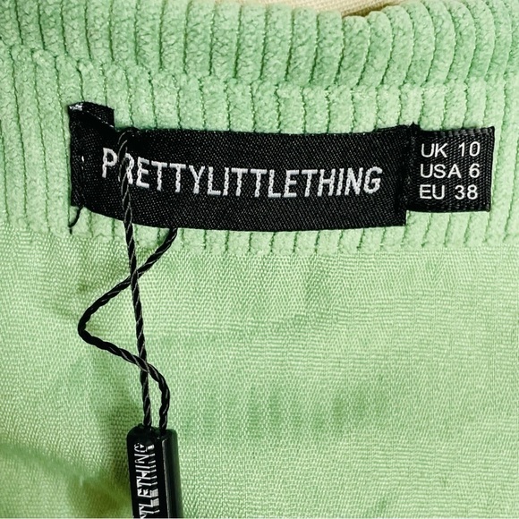 PrettyLittleThing Green Cord Shirt Dress- NWT- Size 6 - Picture 12 of 13